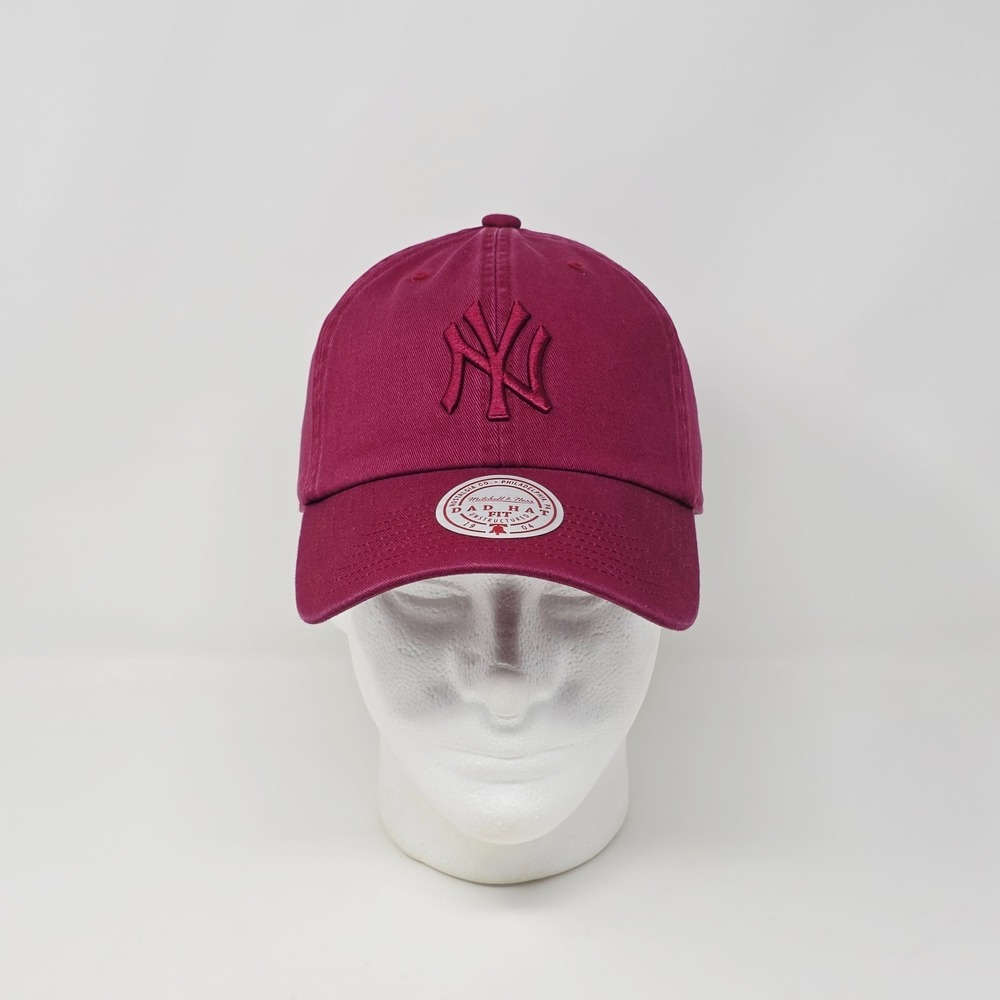 Mitchell & Ness New York Yankees Dad Hat Tonal Logo Maroon Adjustable Strapback